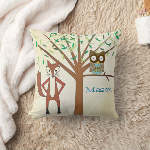Personlig Pojke om Room Cute Fox och Uggla Kudde