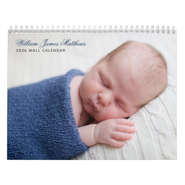 Personlig Pojke Photo Newborn Bilder 2026 Kalender (Omslag)