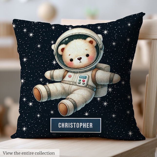 Personlig Pojke Pillow Nalle Astronaut Kudde (Personalized Baby Boy Pillow Teddy Bear Astronaut)