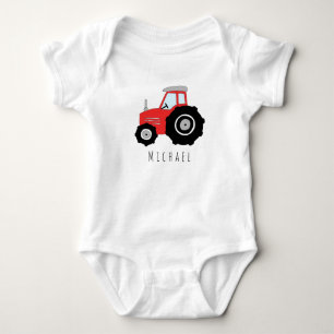 Personlig Pojke Red Farm Tractor med Namn T-shirt