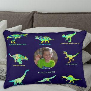 Personlig pojkfoton dinosaurie prydnadskudde