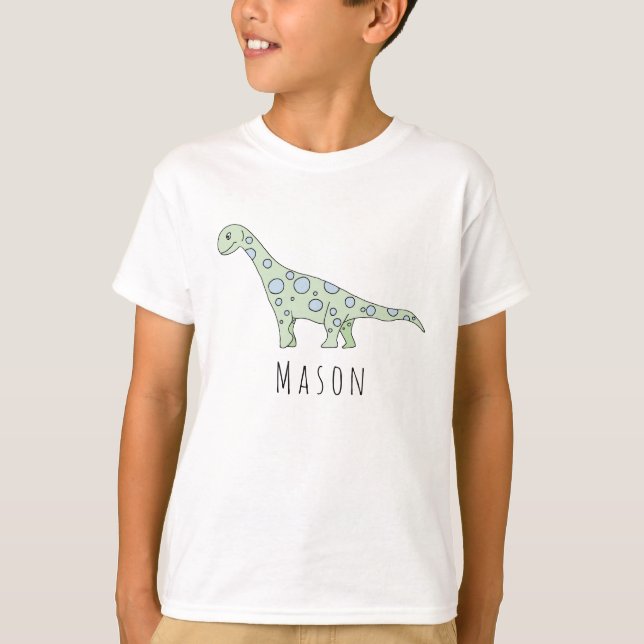 Personlig Pojks Coola Doodle Dinosaur med Namn Tröja (Framsida)