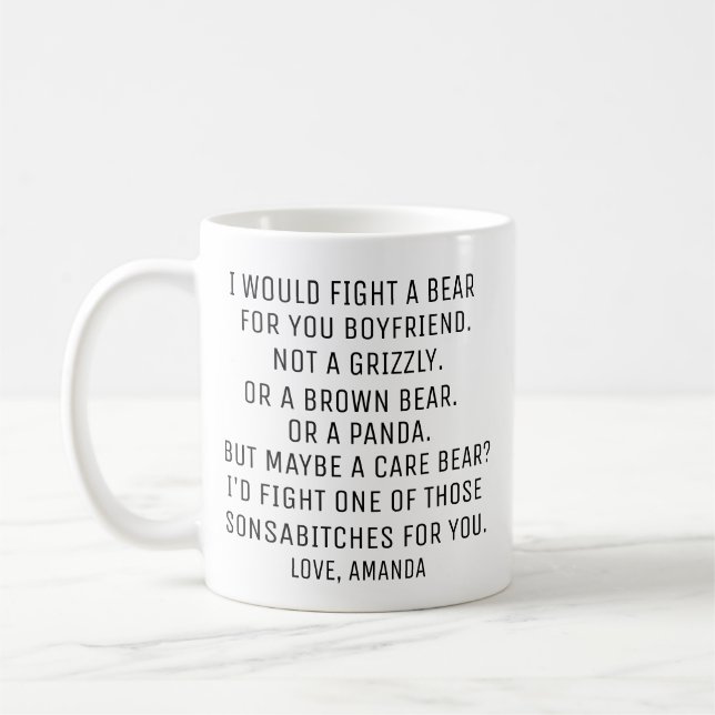 Personlig pojkvänpresent, rolig pojkvän kaffemugg (Vänster)