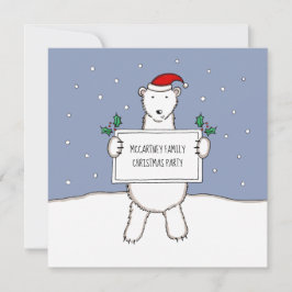 Personlig Polar Bear Jul Party-inbjudan