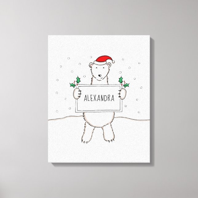 Personlig Polar för jullinjen Bear Gift Canvastryck (Framsida)