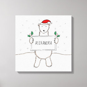 Personlig Polar för jullinjen Bear Gift Canvastryck