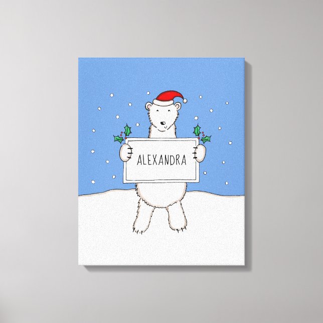 Personlig Polar för jullinjen Bear Gift Canvastryck (Framsida)