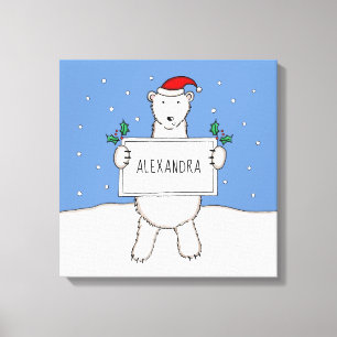 Personlig Polar för jullinjen Bear Gift Canvastryck
