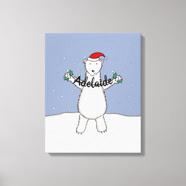 Personlig Polar för jullinjen Bear Gift Canvastryck (Framsida)