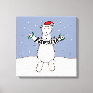 Personlig Polar för jullinjen Bear Gift Canvastryck