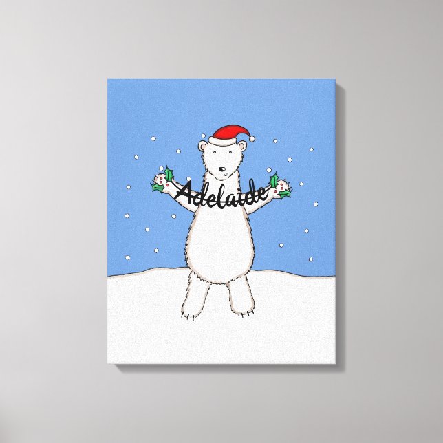 Personlig Polar för jullinjen Bear Gift Canvastryck (Framsida)