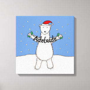 Personlig Polar för jullinjen Bear Gift Canvastryck