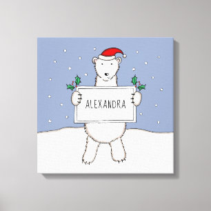 Personlig Polar för jullinjen Bear Gift Canvastryck