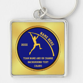 Personlig, pole Vaulting Gifts for Pole Vaulter Fyrkantig Silverfärgad Nyckelring