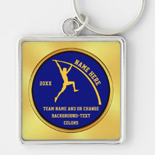 Personlig, pole Vaulting Gifts for Pole Vaulter Fyrkantig Silverfärgad Nyckelring