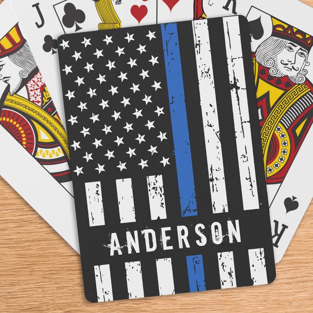 Personlig Polis Flagga Thin Blue Line Casinokort (Skapare uppladdad)
