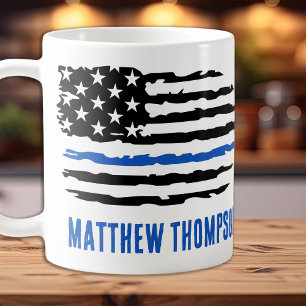 Personlig polis Thin Blue Line Coffee Kaffemugg