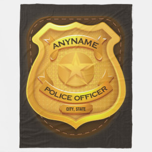 Personlig Polischef sheriff Cop NAMN Badge Fleecefilt