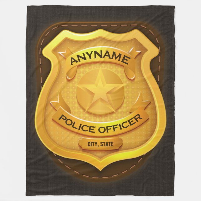 Personlig Polischef sheriff Cop NAMN Badge Fleecefilt (Framsidan)