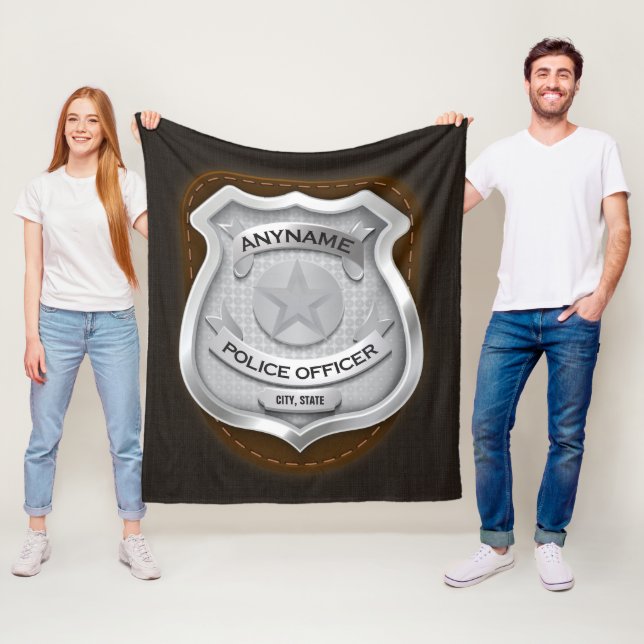 Personlig Polischef sheriff Cop NAMN Badge Fleecefilt (På plats)