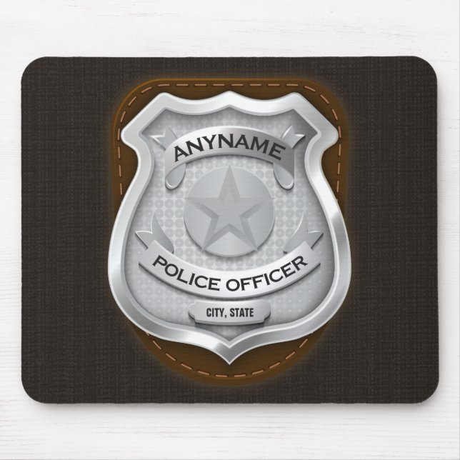 Personlig Polischef sheriff Cop NAMN Badge Musmatta (Framsidan)