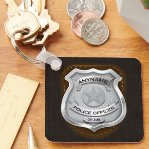 Personlig Polischef sheriff Cop NAMN Badge Nyckelring