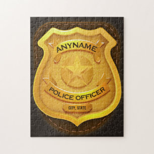 Personlig Polischef sheriff Cop NAMN Badge Pussel
