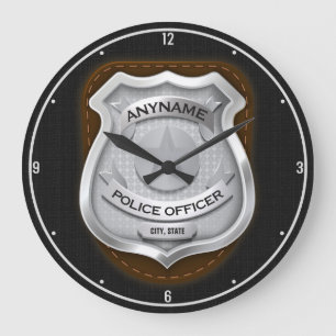 Personlig Polischef sheriff Cop NAMN Badge Stor Klocka