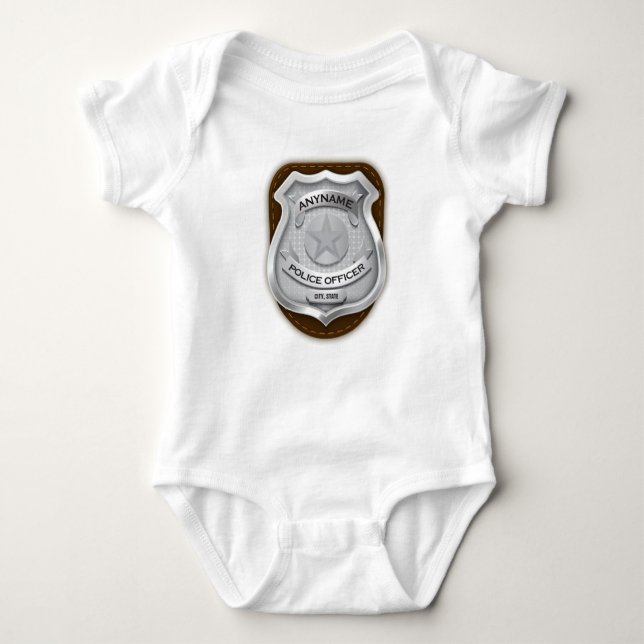 Personlig Polischef sheriff Cop NAMN Badge T Shirt (Framsida)