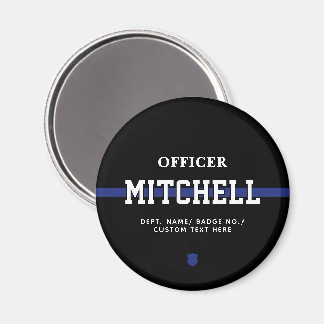 Personlig Polischef Thin Blue Line Magnet (Front/Back)
