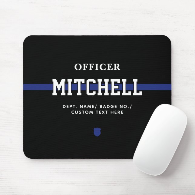 Personlig Polischef Thin Blue Line Musmatta (Med mus)