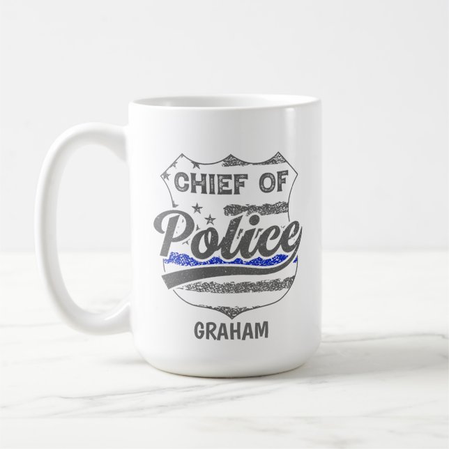 Personlig Polischef USA Shield Kaffemugg (Vänster)