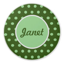 Personlig Polka Dot Ceramic Knob (Grönt)