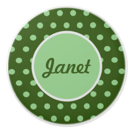 Personlig Polka Dot Ceramic Knob (Grönt) Knopp