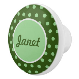 Personlig Polka Dot Ceramic Knob (Grönt) Knopp