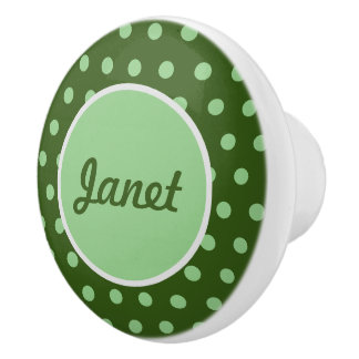 Personlig Polka Dot Ceramic Knob (Grönt) Knopp