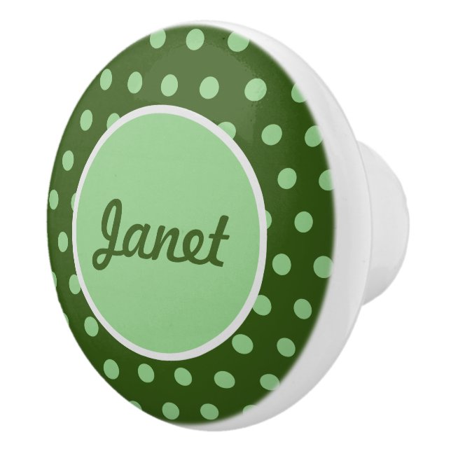 Personlig Polka Dot Ceramic Knob (Grönt) Knopp (Höger)