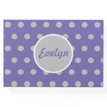 Personlig Polka Dot Guest Bok (Lavender & Grått)