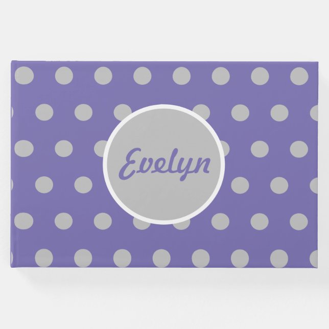 Personlig Polka Dot Guest Bok (Lavender & Grått) (Framsida)