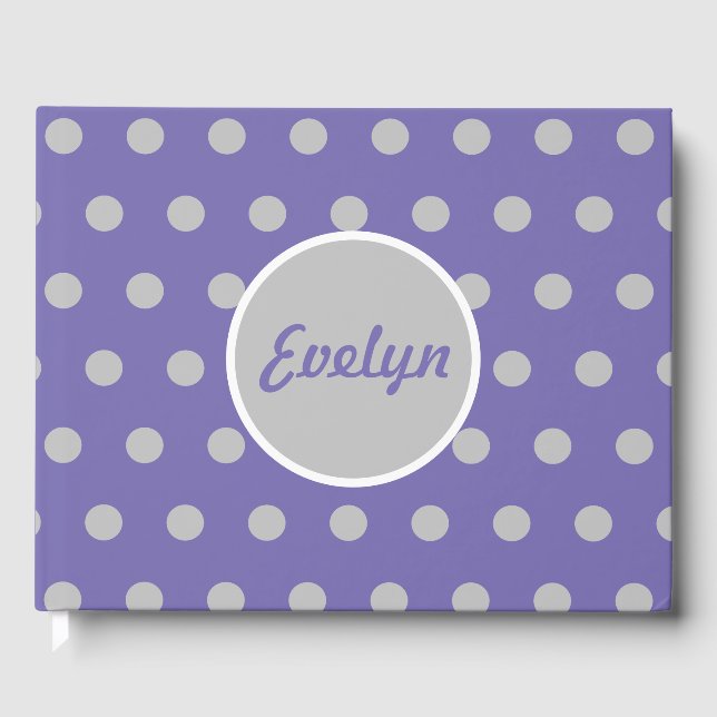 Personlig Polka Dot Guest Bok (Lavender & Grått) (Framsida)