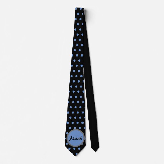 Personlig Polka Dot Neck Tie (svart och Baby blue) Slips (Framsida)