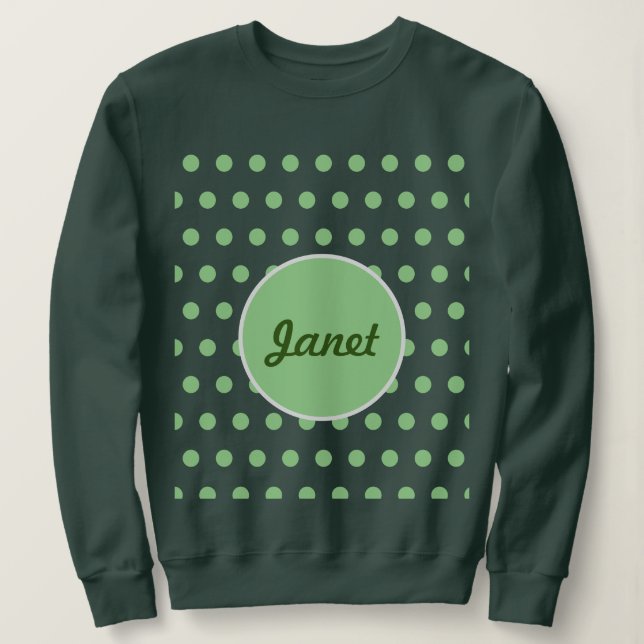 Personlig Polka Dot Sweatshirt (Hunter Grönt) T Shirt (Design framsida)