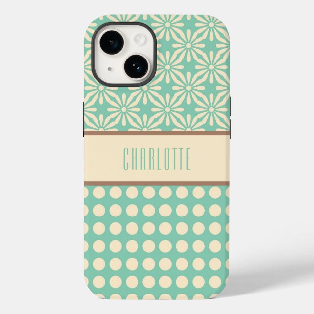 Personlig Polka dots och Flowers Telefonväska (Baksida)