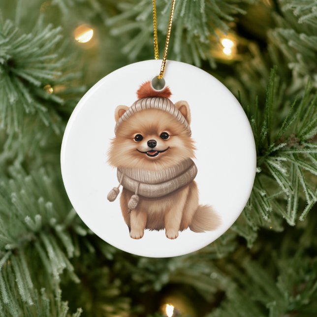 Personlig Pommern Hund Art Julgransprydnad Keramik (Träd)