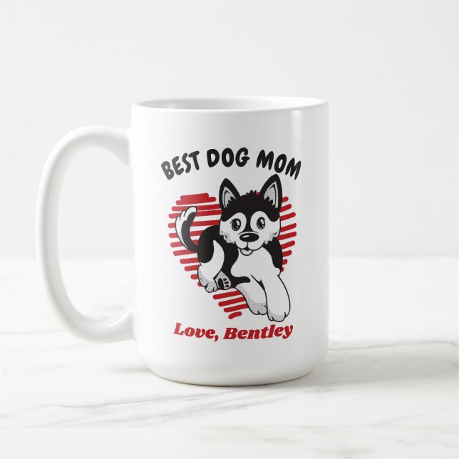 Personlig Pomsky Puppy Hund Mamma Anpassat namn Kaffemugg (Vänster)