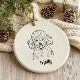 Personlig Poodle Hund Jul Julgransprydnad Keramik