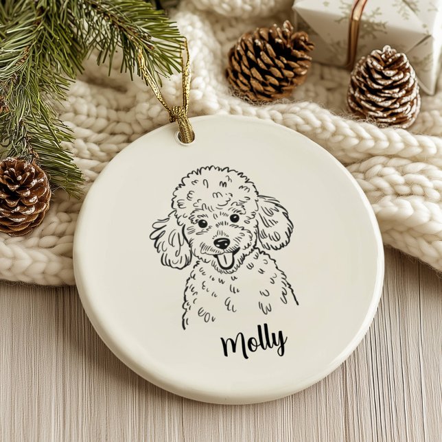 Personlig Poodle Hund Jul Julgransprydnad Keramik (Skapare uppladdad)