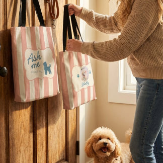Personlig Poodle Hundmamma Foto Shoppingväska Tygkasse