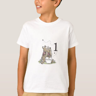 Personlig Pooh Watercolor Första Födelsedags Baby T Shirt