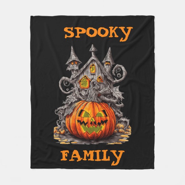 Personlig Pooky-familjens skrämmande pumpa Hallowe Fleecefilt (Framsidan)